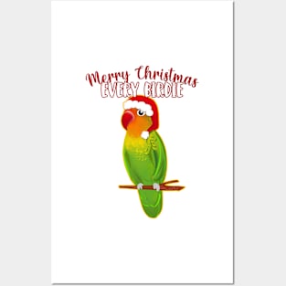 Funny LoveBird Agarpornis Merry Christmas Every birdie Posters and Art